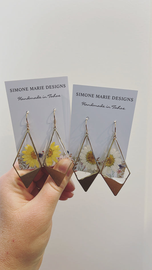 Half Daisy Resin Earring