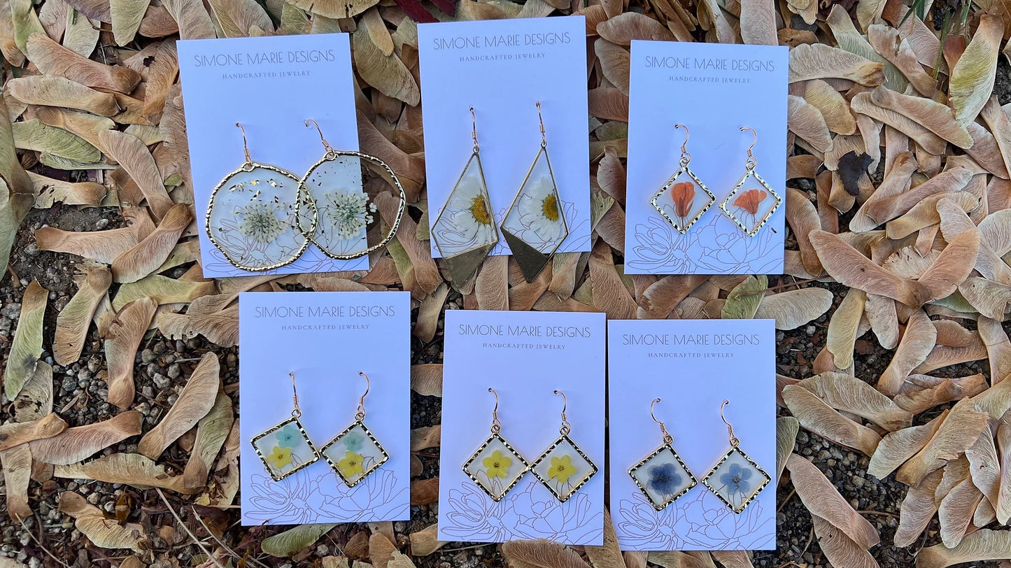 Half Daisy Resin Earring